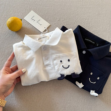 儿童POLO衫2025眯眯眼夏季新品男女童卡通笑脸POLO衫宝宝立体短袖