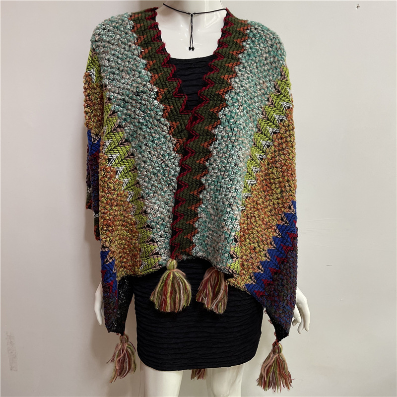 350g Weight Acrylic Fabric Type Daily Occasion V Neck Neckline Loose Version Color Block Pattern Winter, Spring, Autumn Season Women'S Gender Braid Design Vintage Style Style Women'S Vintage Style Color Block Braid 13