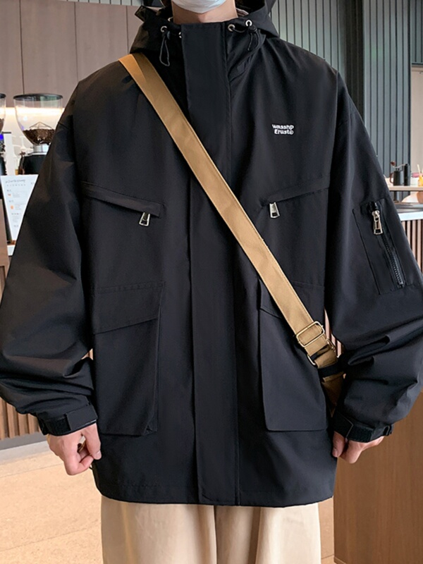 Black Outdoor Jacket Casual Tops for Men and Women 2025 Spring Workwear Soft Shell Handsome Thin Jacket Jacket for Men