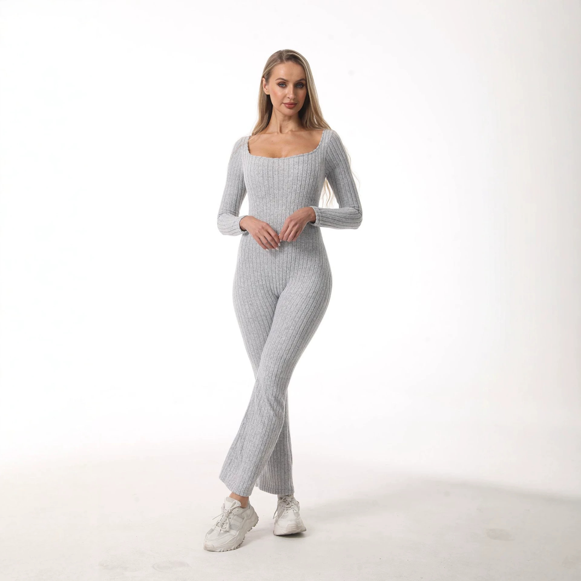 Y 85101 Long Sleeve Yoga Flare Pants Suit
