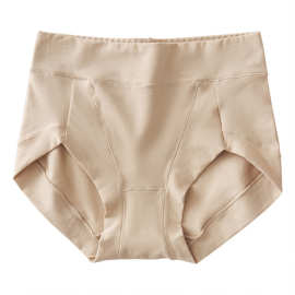 50支紧密精梳棉女士内裤高腰大码无痕抗菌三角裤收腹一片式底裤