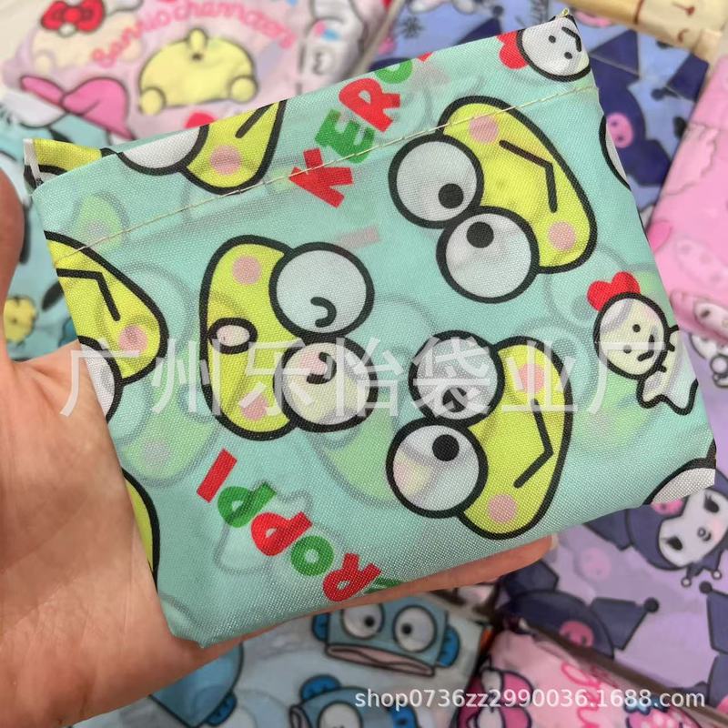 新图卡通210D小号可折叠购物袋小号涤纶环保袋卡通手拎单肩包|undefined