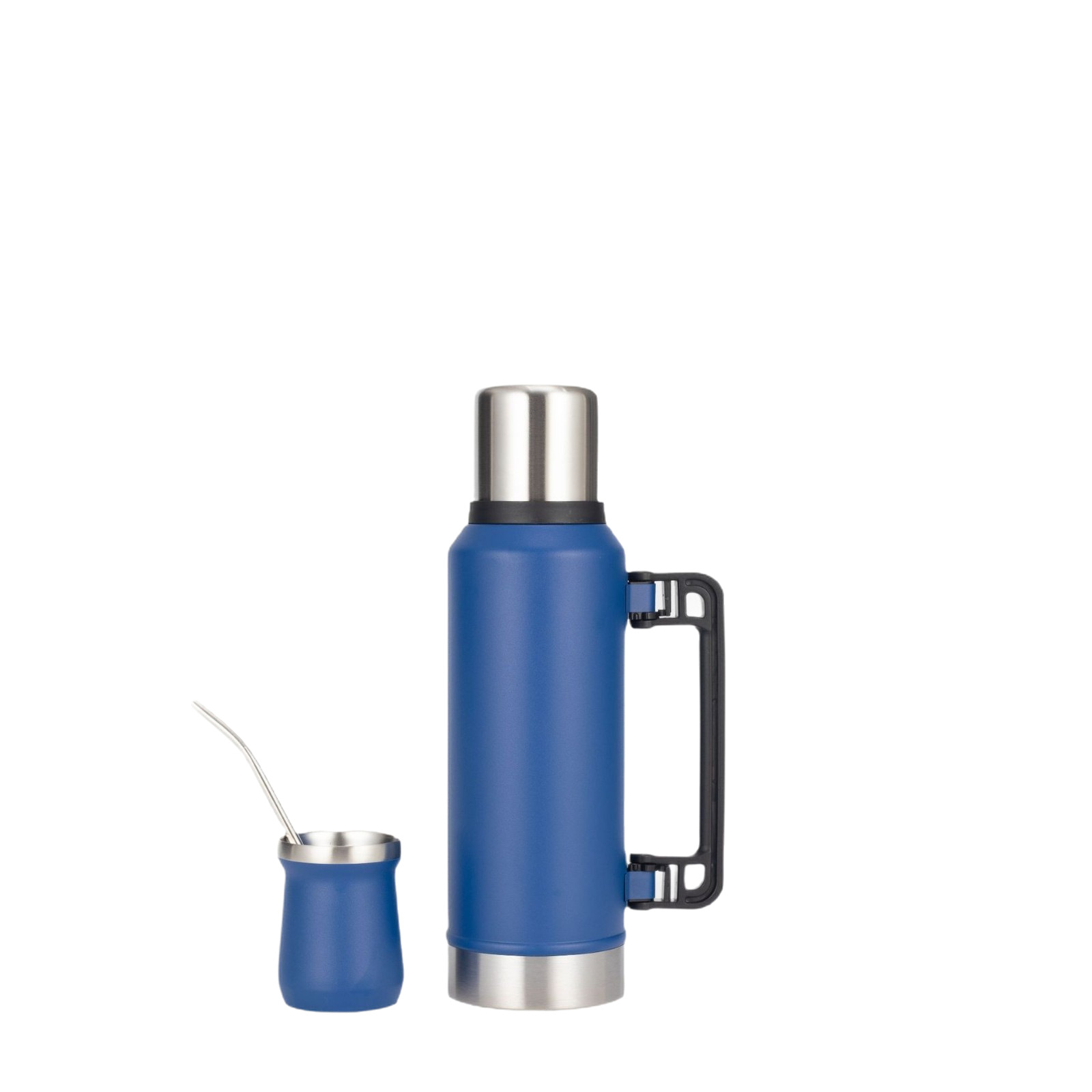 Botella de agua aislada estilo Stanley con asa portátil, botella de ciclismo de gran capacidad, taza térmica de acero inoxidable 304, botella de agua caliente.