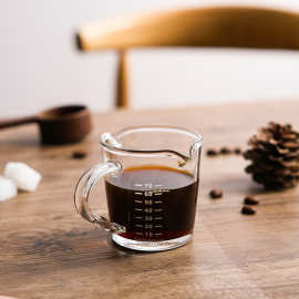批发意式浓缩咖啡杯双嘴高硼硅玻璃带刻度盎司量杯shot萃取杯子小