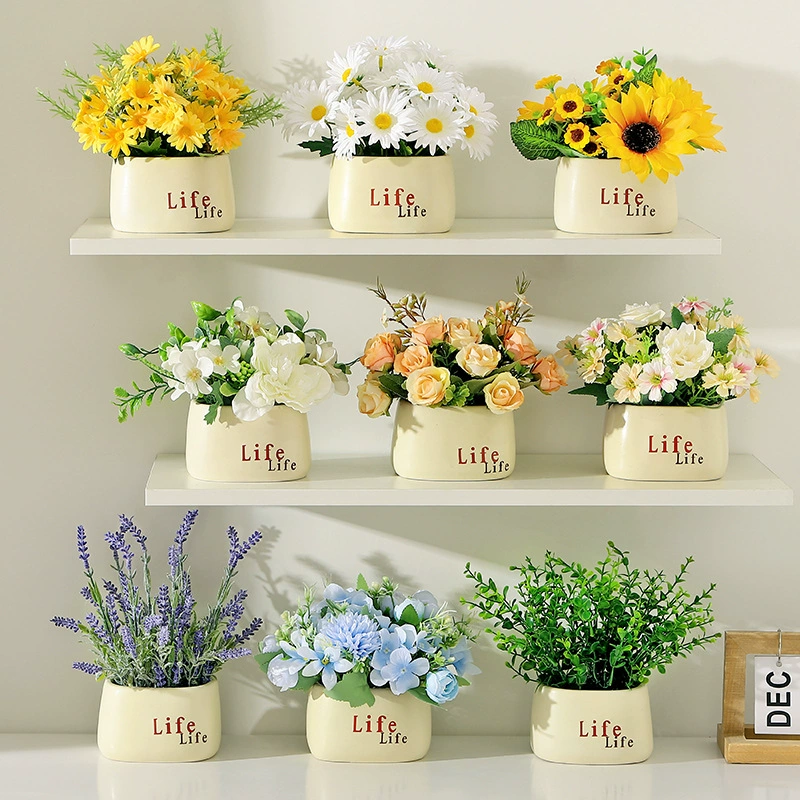 Производитель оптом подсолнечник искусственные цветы гостиная ресторан искусственные цветы зеленые растения в горшках домашний настольный декор цветочный горшок украшения