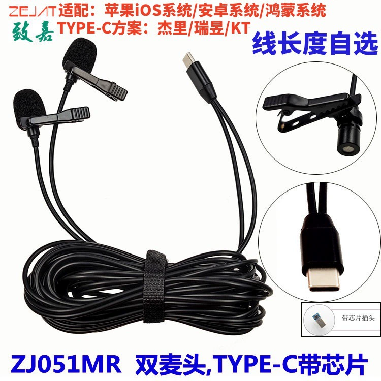 Оптовый длинный TYPE-C штекер воротник клип двойной Пшеница живое видео двойной домофон мобильный телефон Воротник Клип микрофон