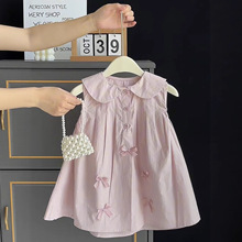女宝宝韩版蝴蝶结连衣裙2025新款小女孩洋气百搭背心裙夏装公主裙