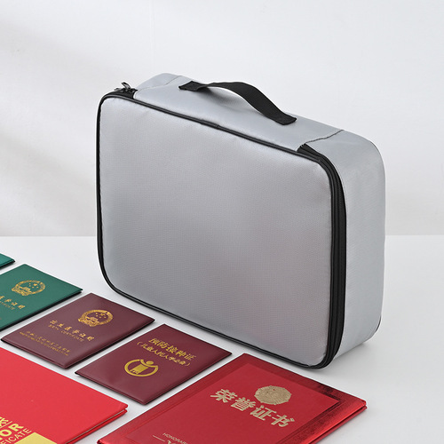 Fireproof and waterproof travel document storage bag large-capacity home passport document bag certificate archive storage box