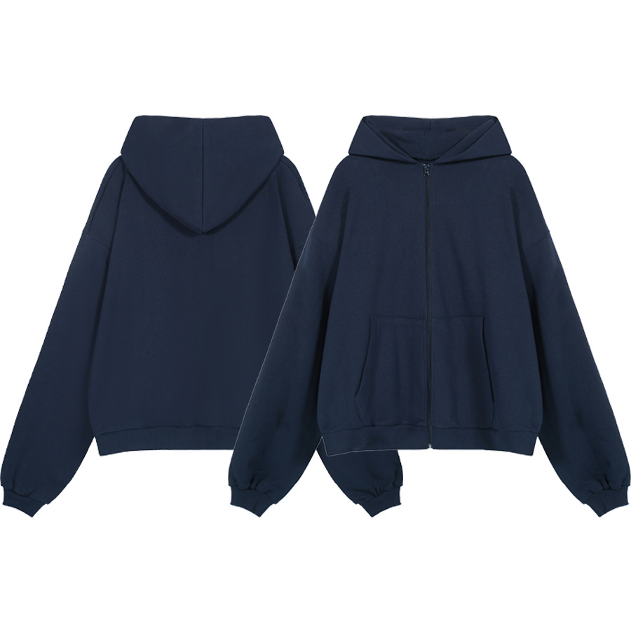 Gali mismo estilo Greg hombrera cremallera cardigan color sólido simple gota hombro perfil hombres y mujeres suéter con capucha suelta moda