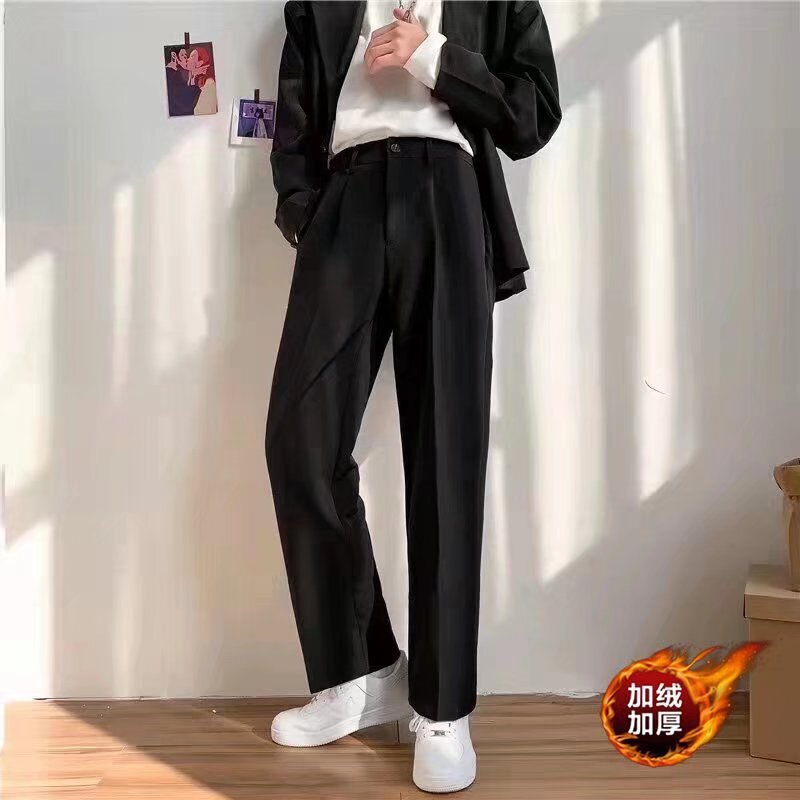 春夏男士简约坠感小西裤男韩版潮流宽松男士直筒阔腿休闲西|undefined