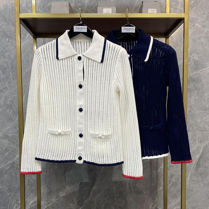 tnom biowhe tb bag buckle hollow small cardigan sweater women's autumn lapel xiangfeng fairy blouse