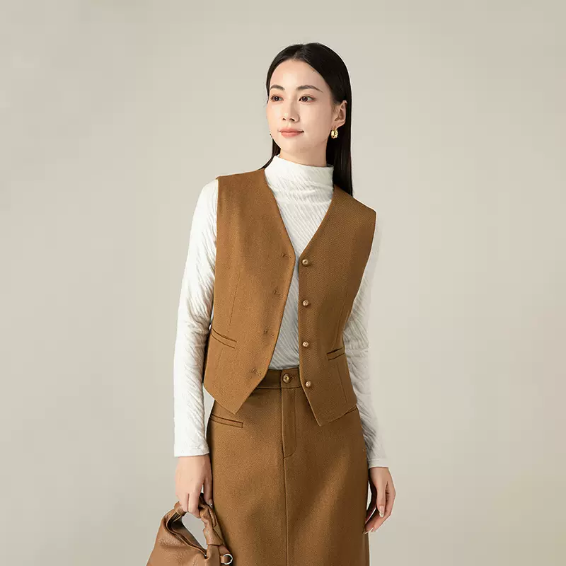 鑫阁 都市轻奢羊毛老钱风西装马甲套装女2024秋冬美拉德穿搭套装