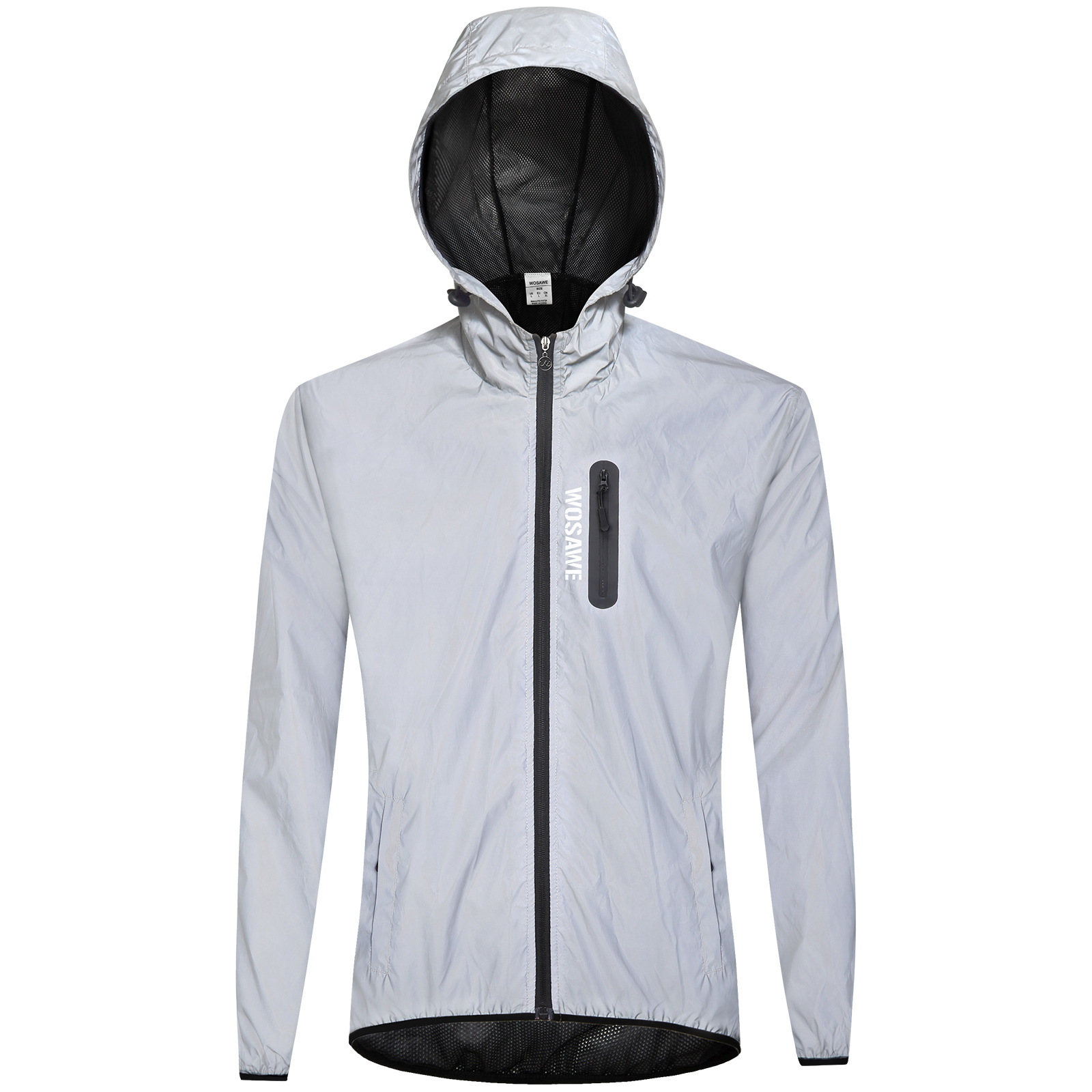 WOSAWE suministro transfronterizo ciclismo completo reflectante chaqueta con capucha chaqueta noche corriendo a prueba de viento chaqueta cortavientos a prueba de lluvia