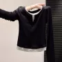 春秋修身圆领撞色小上衣