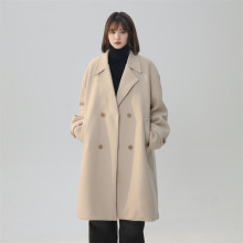 秋冬新款毛呢大衣男中长款双排扣呢子外套呢料大衣风衣