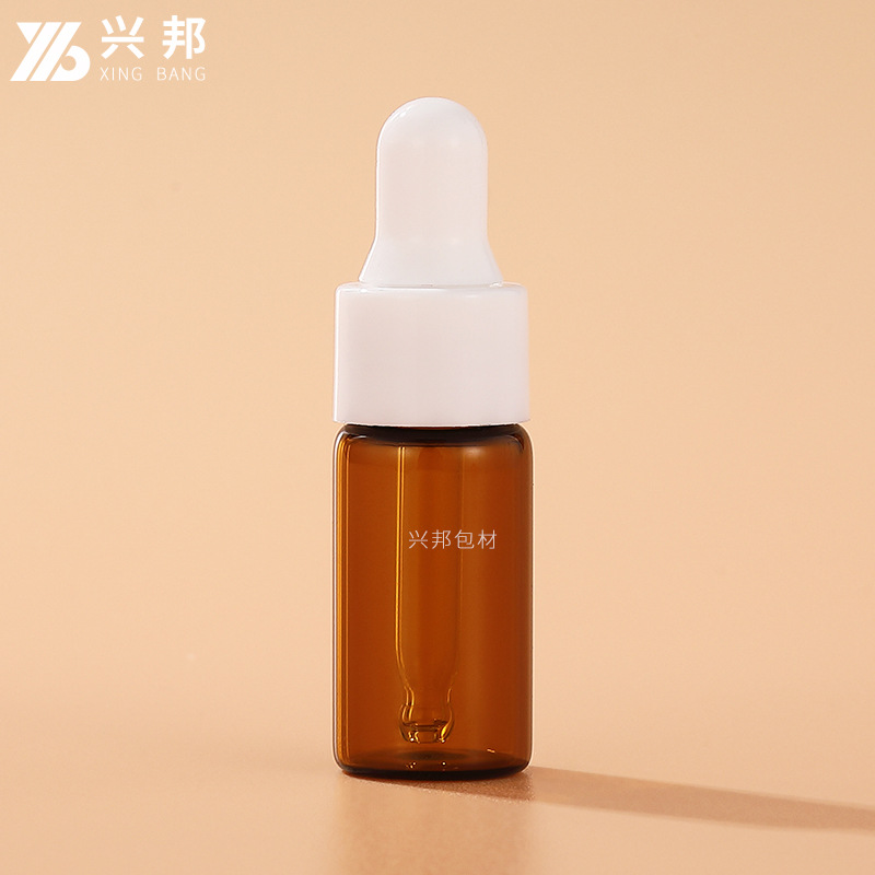 En stock botella cuentagotas 2ml 3ml 5ml botella de vidrio transparente esencia pequeña botella de muestra botella de líquido original botella de aceite esencial sub-botella