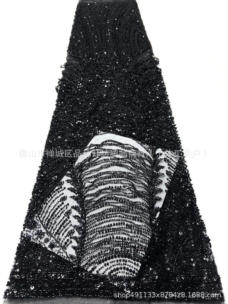 Fabricante pesado flange cuentas de tela de moda diseño europeo y americano vestido de cena vestido de tela