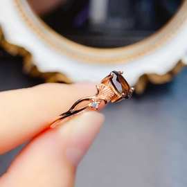 跨境专供天茶水晶心形S925戒指5*7mm珠宝首饰手链女生配饰批发