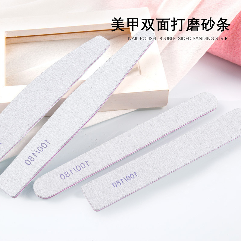 Nail Art Double-sided Polishing Nail File Strip Purple Core Sand Strip Dual-use Diamond Rubbing Strip Half Moon Polishing Strip Nail Art Tool