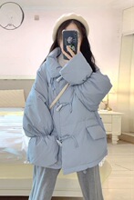 新款牛角扣学院风羽绒服女冬季新款短款小个子可爱面包服