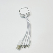 多功能LED发光LOGO一拖三数据线 礼品创意快充4合1钥匙扣充电线