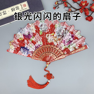 Bronzing Rose Chinese Style Fan Ancient Style Folding Wholesale Fan Folding Fan Manufacturer