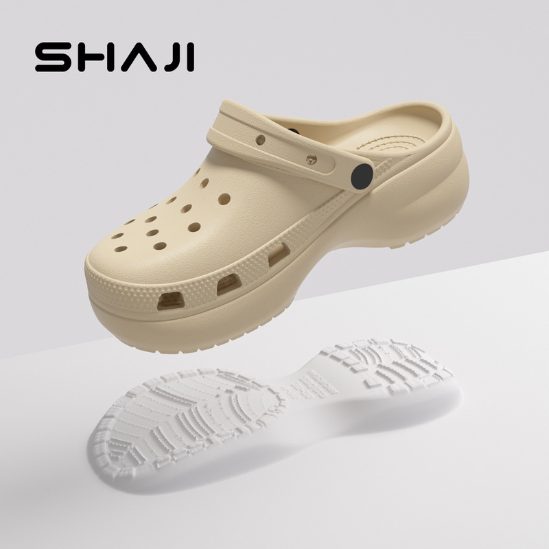 In-stock Leaf Clog Shoes Cros Cloud Shoes Summer Waterproof Thick-soled Height-increasing Beach Shoes Thick-soled Factory Wholesale