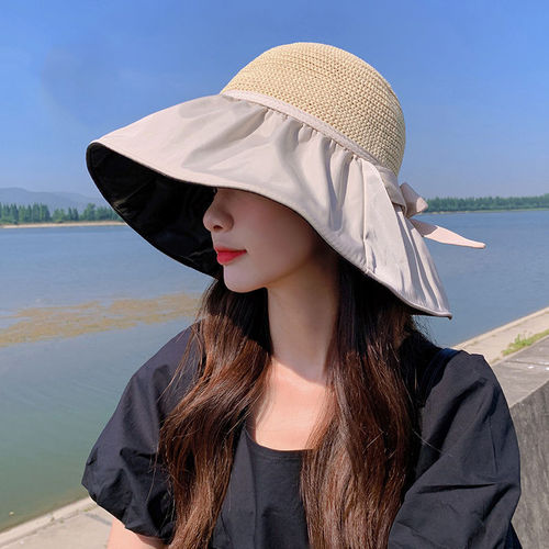 New style sun hat for women summer vinyl fisherman hat hollow bow UV sun protection hat Korean style fashion hat wholesale
