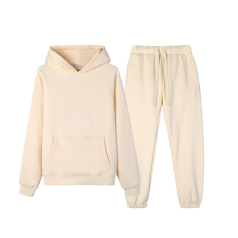 Traje deportivo de hombre de peluche grueso, ropa deportiva casual de dos piezas, ropa de moda americana con sudadera encapuchada personalizada