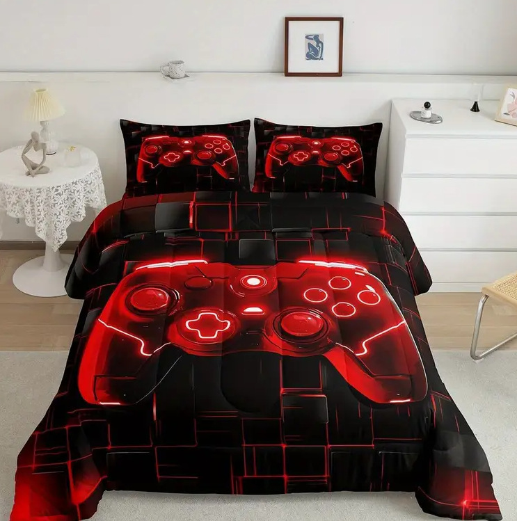 TEMU / JIT transfronterizo hogar "Manuja de juego cool" impresión digital 3D 180gms colcha colcha almohada conjunto