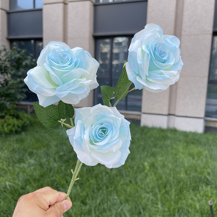 3-cabeza belleza Rosa artificial flor modelo habitación decoración suave boda decoración del hogar flor falso piso