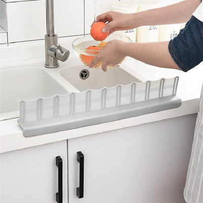 创意厨房水槽挡水板吸盘式水池防溅水隔水板TPR挡水条小工具批发|ms