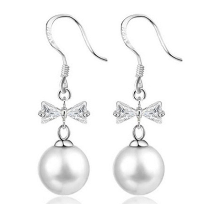 Pendientes largos mujer con perlas y borlas estilo coreano lazo_voghion.com