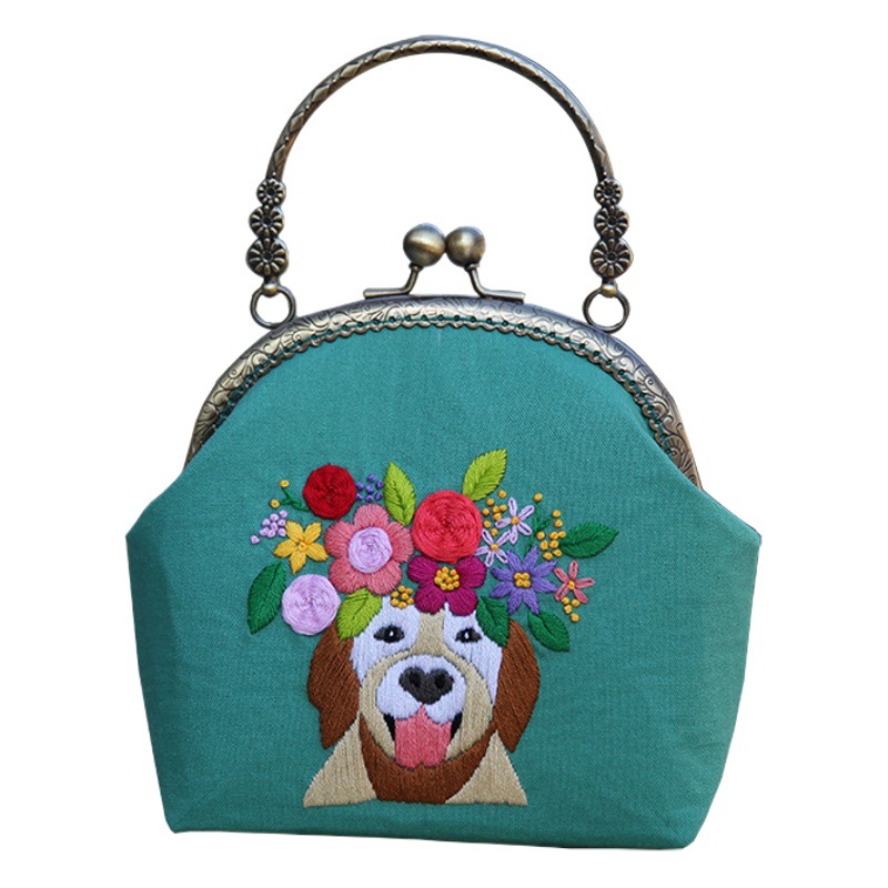 Nueva boca Bolsa de Oro bordado europeo bolsa de material bordado hecho a mano bordado DIY cinta bordado Lu bordado hecho a mano crossbody bolsa de tela