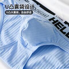 New Men's Cotton 3D Pouch Trunk Underwear, Mid-rise Breathable Solid Color Ribbed Men's Underwear