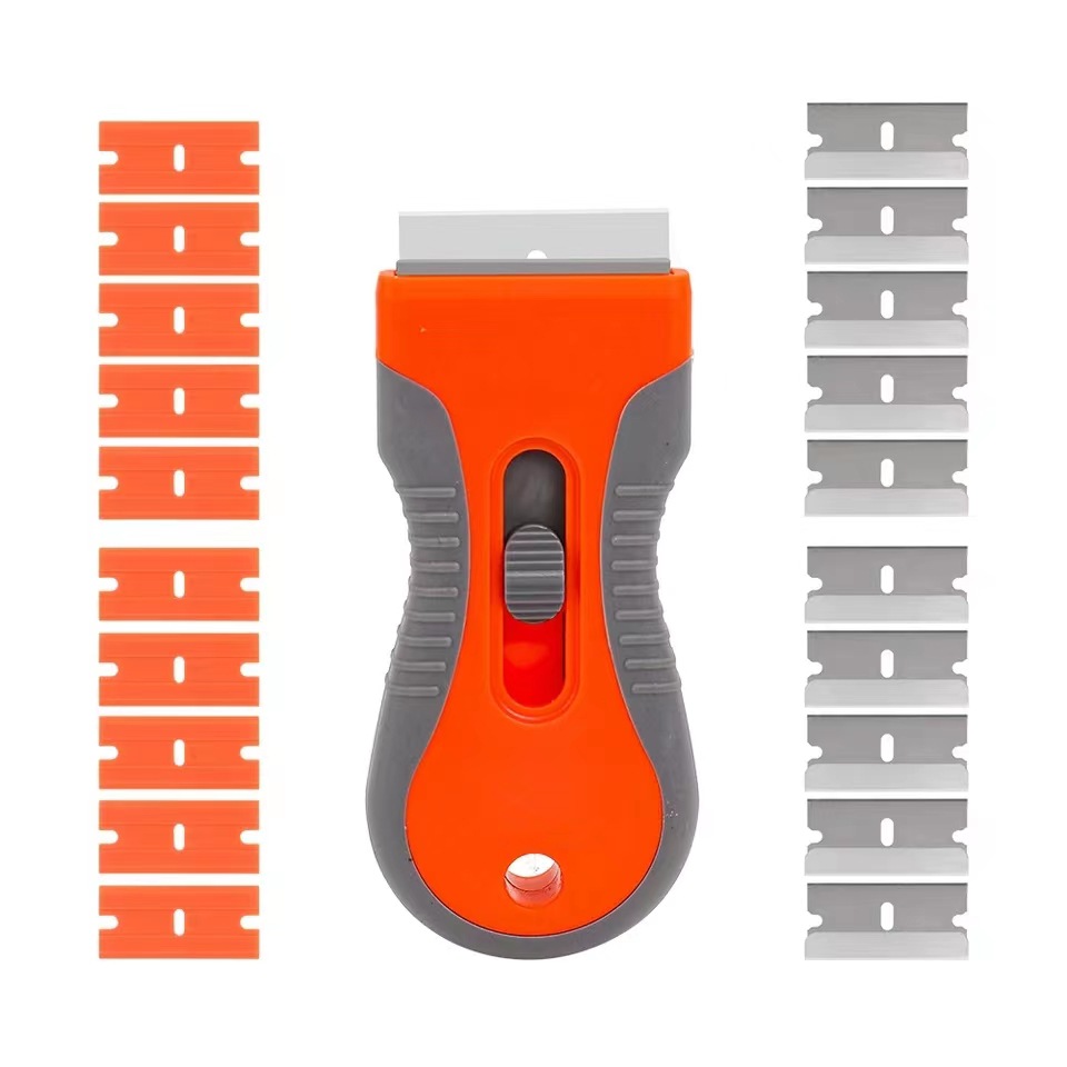 Cuchilla de limpieza multifunción raspador de eliminación de pegamento de doble cabeza eliminación de pegamento pequeña cuchilla herramienta de película de coche raspador de descontaminación de cocina