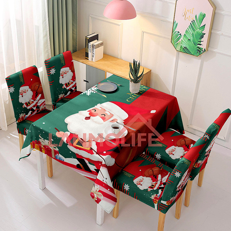 Navidad transfronteriza muñeco de nieve impresa manto de mesa decoración festiva de poliéster manto de mesa rectangular manto de mesa a prueba de polvo mayorista