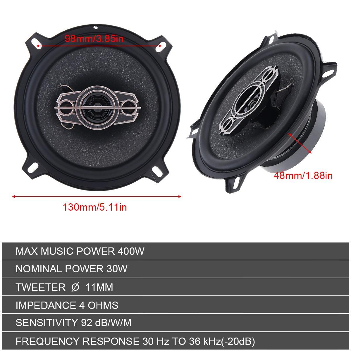 Coche de audio de 4 pulgadas de 5 pulgadas de 6,5 pulgadas modificado coaxial subwoofer de frecuencia completa Altavoz del coche al por mayor image 4