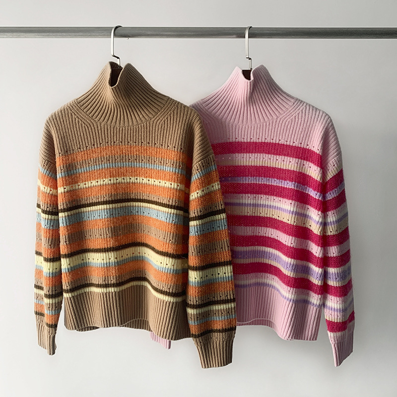 Color Striped Pullover Sweater Image 2