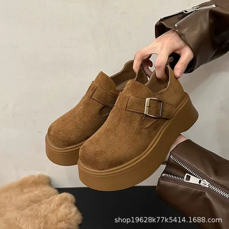 Мафли с толстой подошной и высокой обувью Birkenn 2024 новый весенний и осенний маленький ретро один педаль Lefu обувь одиночная обувь