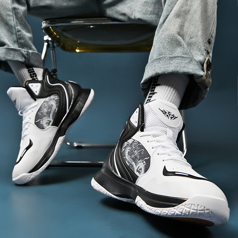 New Foreign Trade Trendy Chinese Basketball Shoes for Men, Size 45 Couple Style, Size 36 Training Shoes, Stylish High School Student Graffiti Running Shoes Wholesale