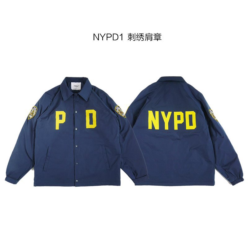 노란색 NYPD1 다크 블루 재킷 자수 어깨 로고