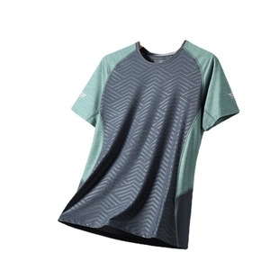 [Burning] Men's Sports Short-sleeved Riding Running Fitness Leisure T-shirt High Elastic Ice Silk Sweat Absorbing Breathable Quick-drying