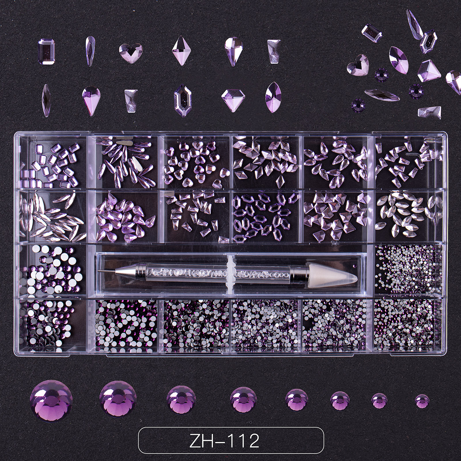 Transfronterizo nuevo clavo 21 rejilla rhinestone clavo taladro plano especial en forma de diamante clavo rhinestone uñas traje de la joyería al por mayor