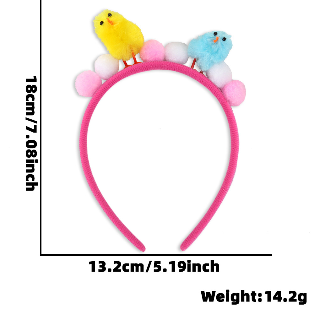 Nuevos adornos de Pascua multicolores de peluche pollo cabeza bandana fiesta vestido niños huevo bandana cabezales