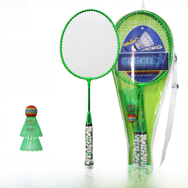 Regail Fluorescent Color Kidsren's Badminton Racket H6508 Training Two Racket Free 2 Balls Ymq Badminton Racket Set