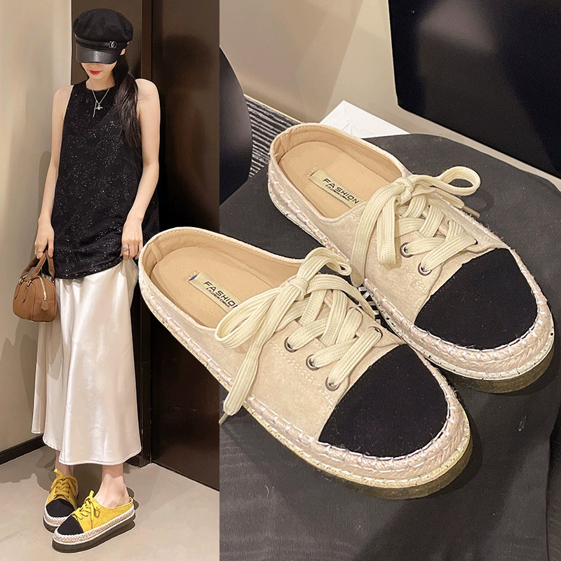 Рыбацкие туфли, женские полусапожки с открытым носком, новинка весны 2025 года, круглый носок, ленивые слипоны.