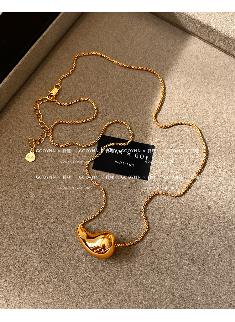 Stylish Water Drop Pendant Necklace, Elegant Gold Plated Jewellery_voghion.com