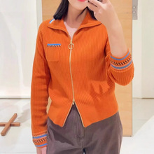 雅家女装2025秋装新款休闲显瘦半高领撞色拉链针织开衫女上衣