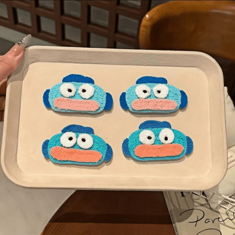 Funny and quirky fish-themed hair accessories: cute cartoon plush bangs stickers for girls, perfect for tidying up stray hairs, fun hair decorations for students